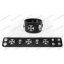 Leather bracelet with crosses and skulls 4cm