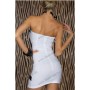 White  with Black  Splice Strapless Mini Dress