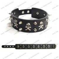 Leather collar skull and spike