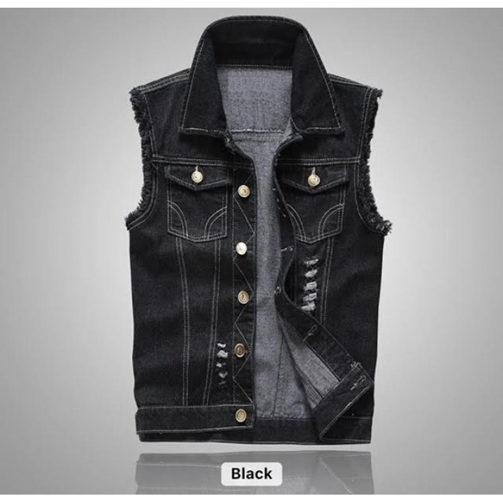 Denim vest-Zwart